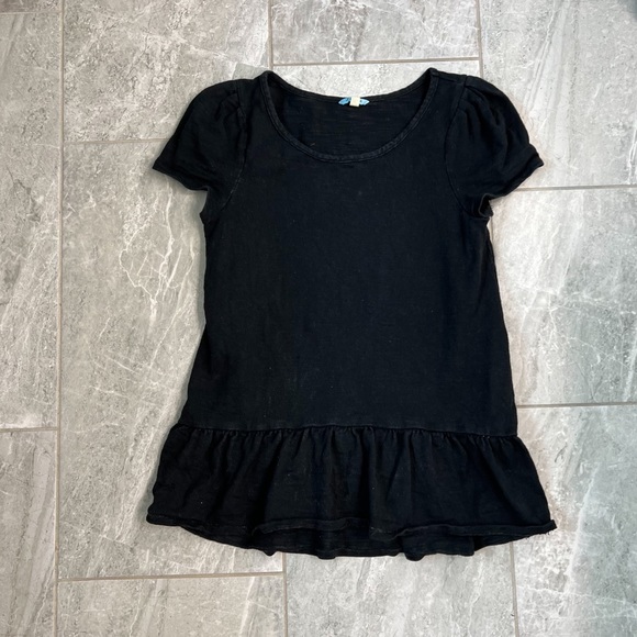 Leifnotes Black Terry Cloth Short Sleeve Peplum Top Size Small - Picture 2 of 6